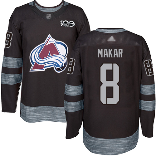 Adidas Colorado Avalanche Men 8 Cale Makar Black 1917-2017 100th Anniversary Stitched NHL Jersey